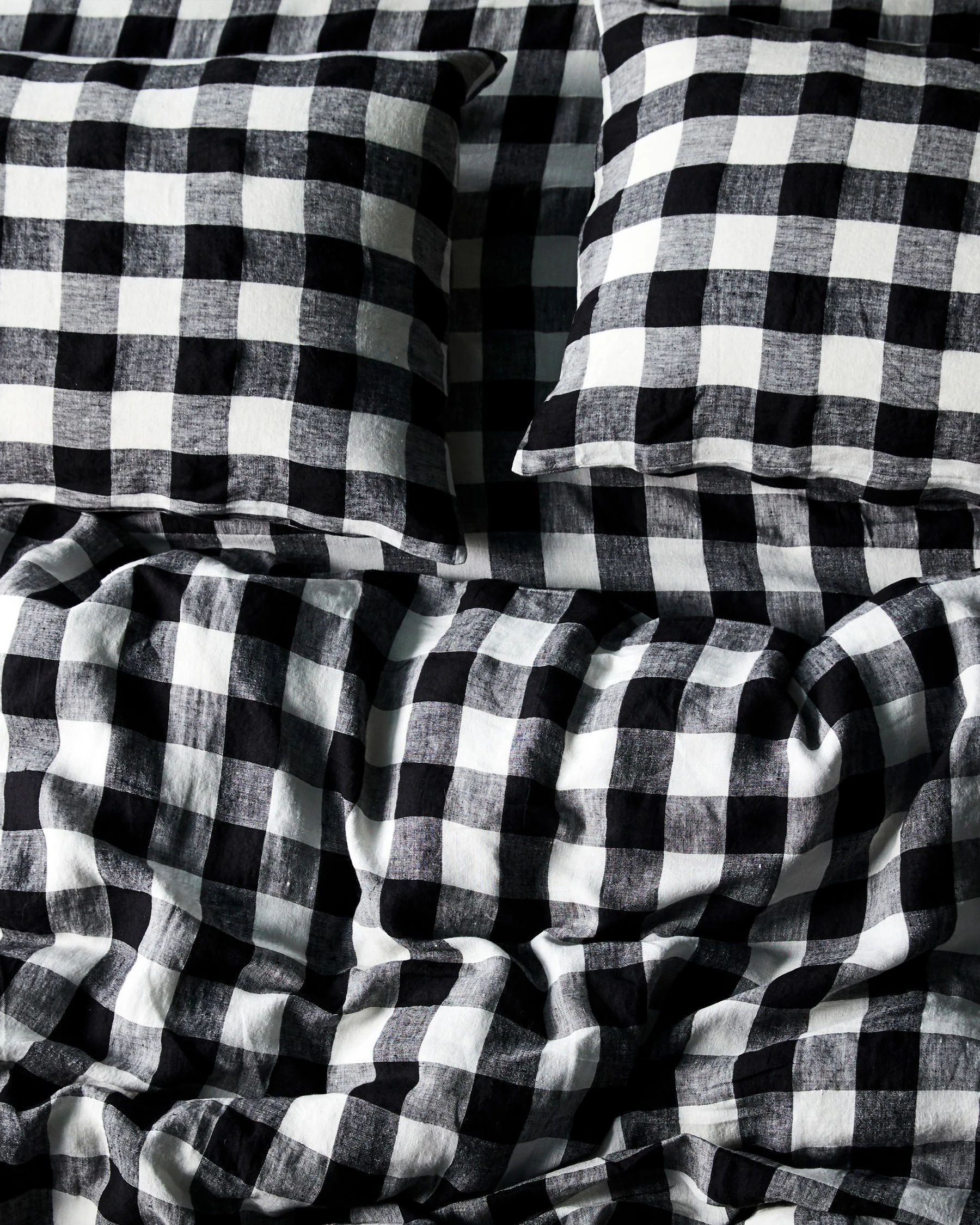 Black & White Gingham Linen European Pillowcases - Image 3