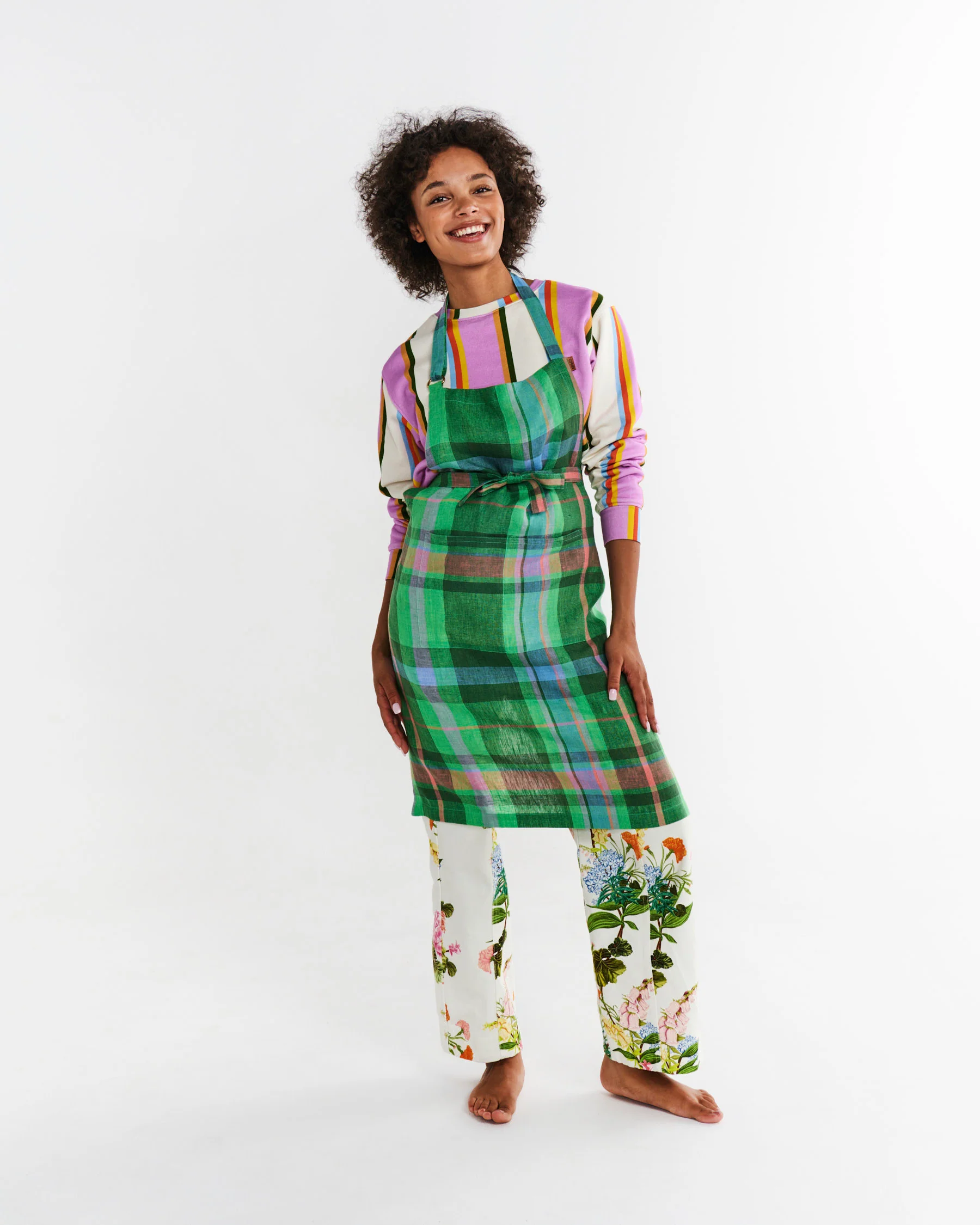 Jewel Of The Nile Tartan Linen Apron - Image 3