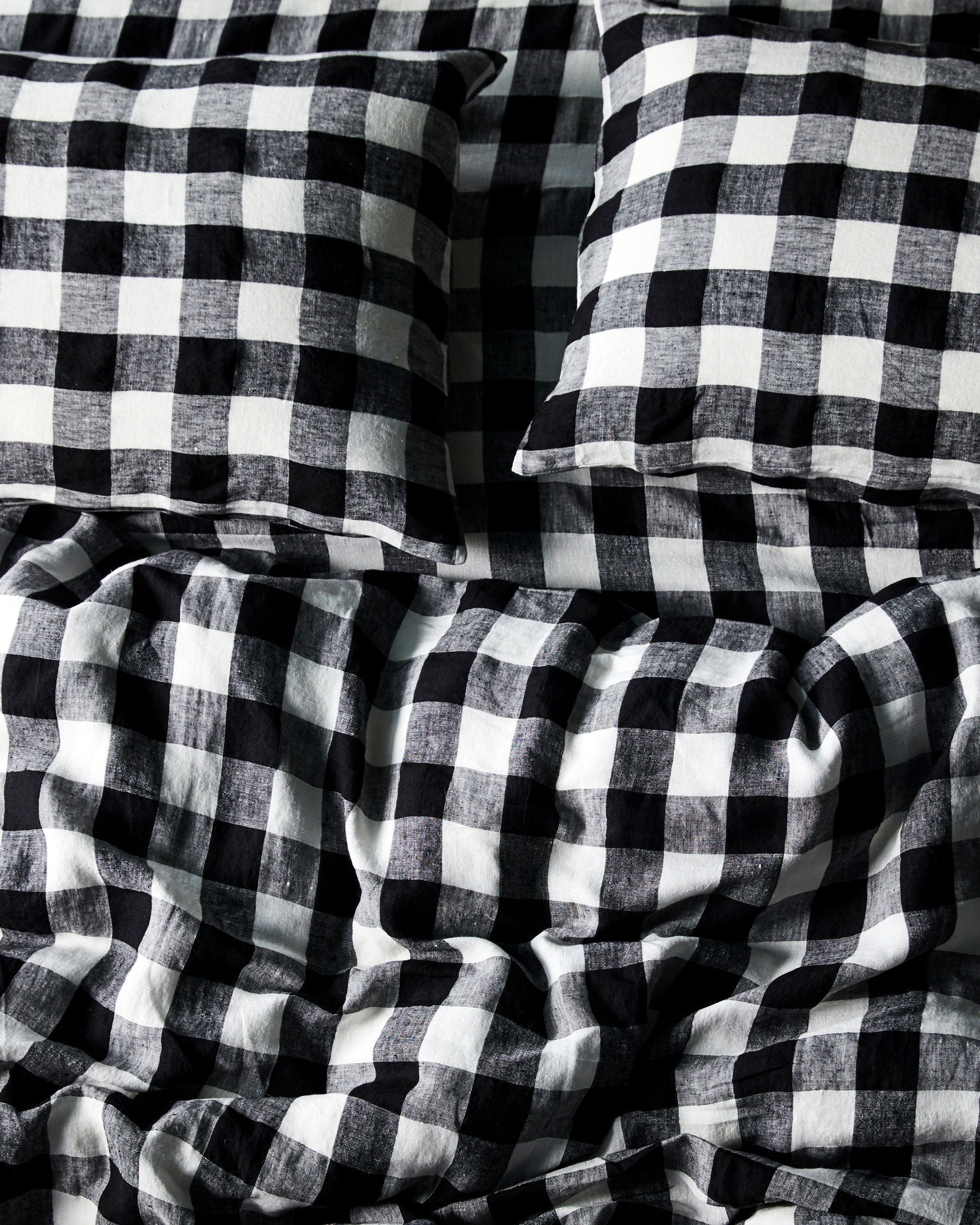 Black & White Gingham Linen Pillowcases - Image 10