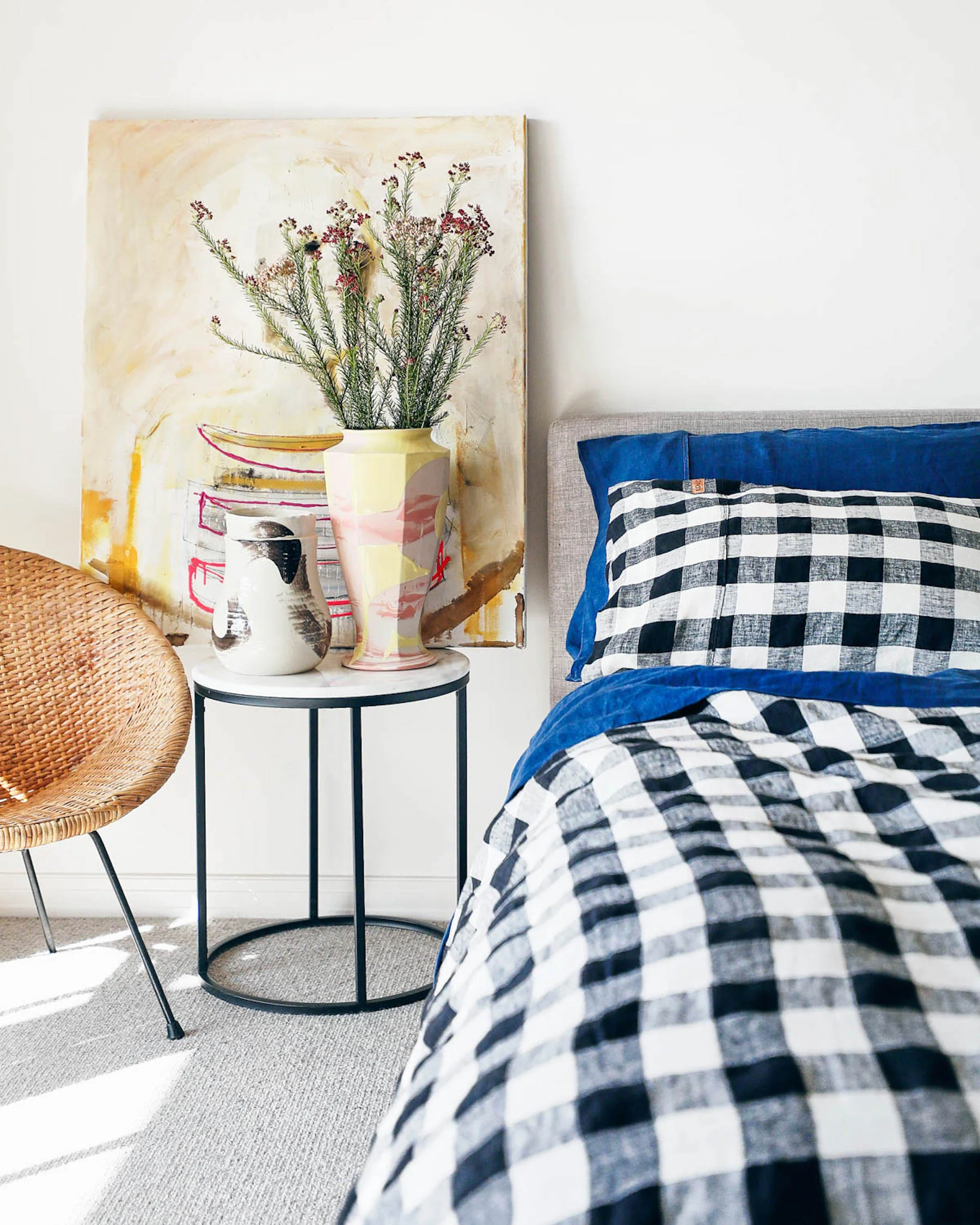 Black & White Gingham Linen Pillowcases - Image 7