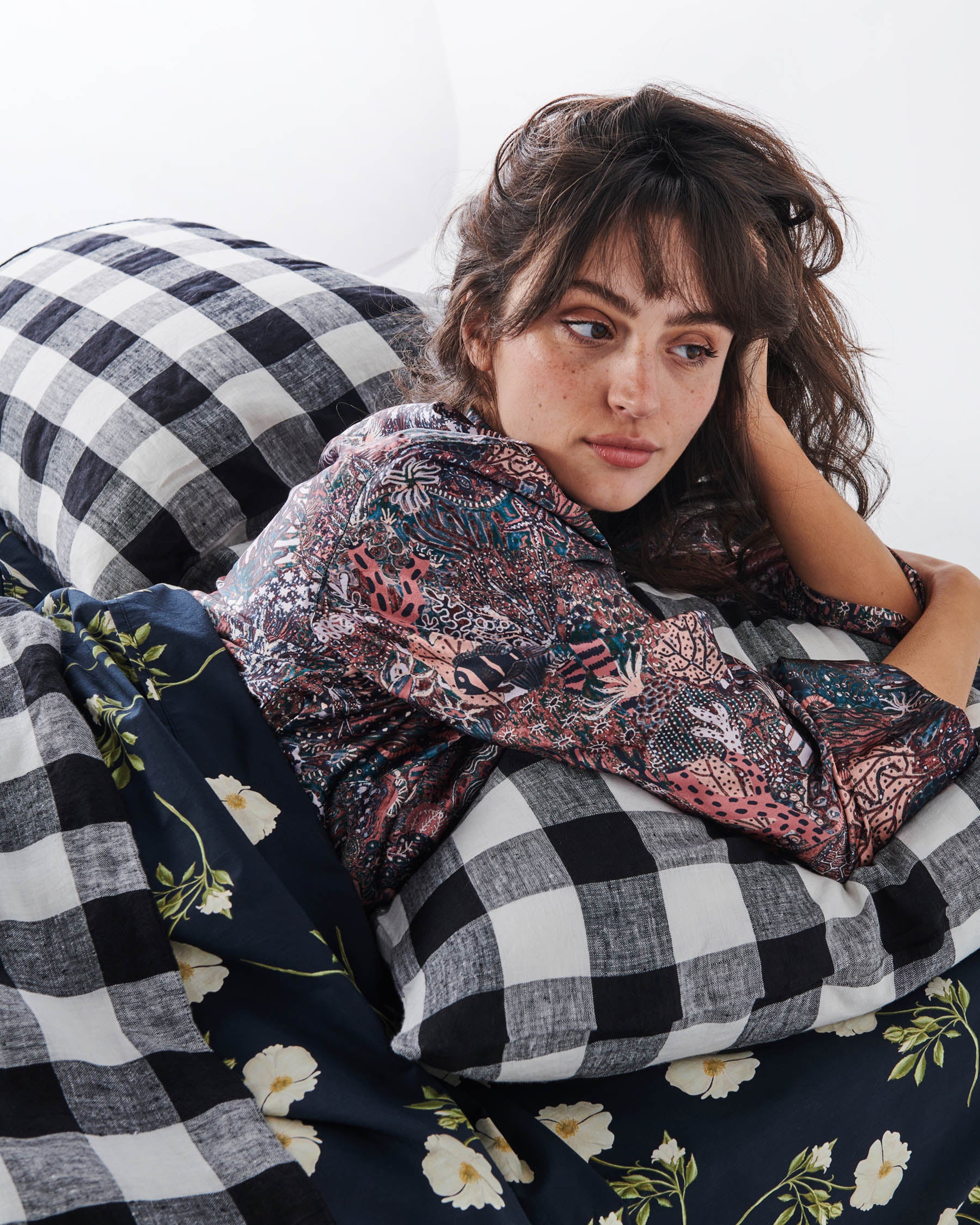 Black & White Gingham Linen Pillowcases - Image 9