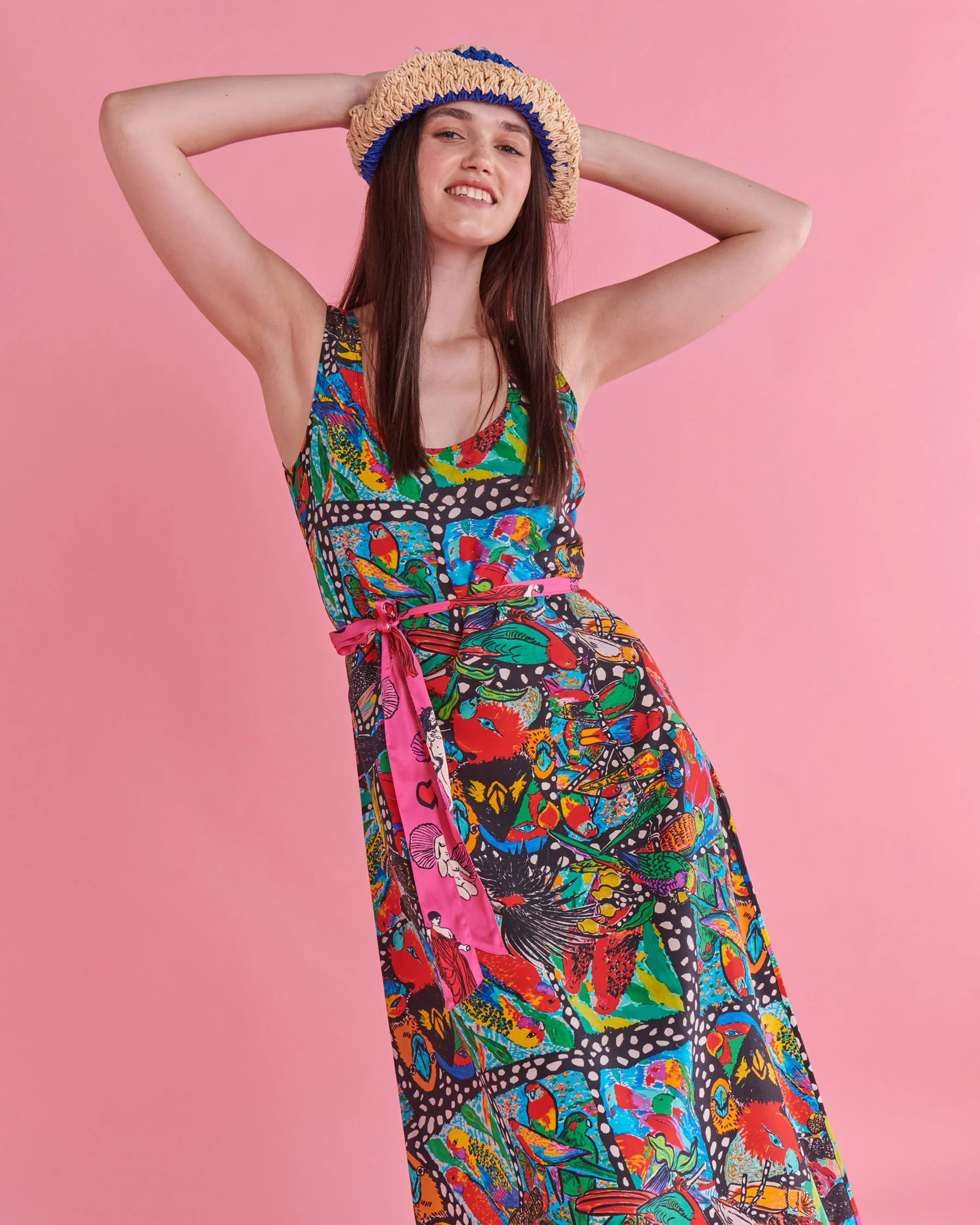 Kip&Co x Jenny Kee Parrots & Cockatoos Silk Slip Dress - Image 3