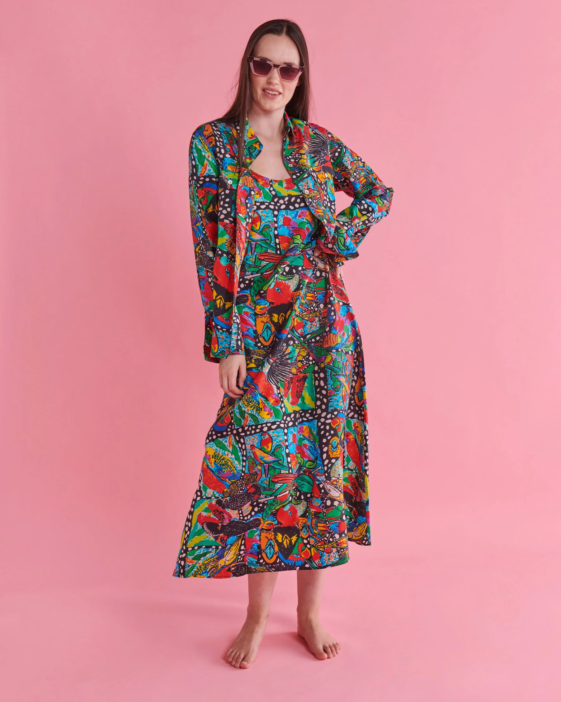 Kip&Co x Jenny Kee Parrots & Cockatoos Silk Slip Dress - Image 5