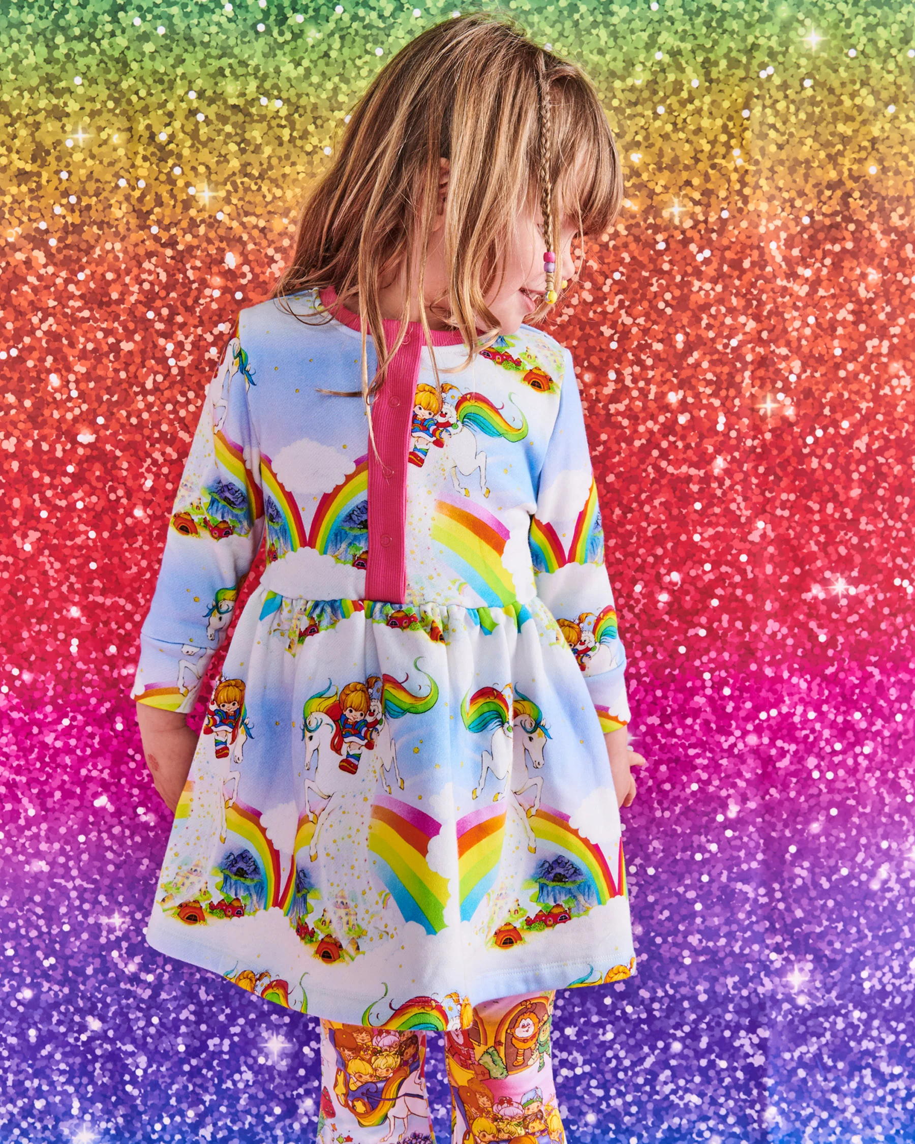 Kip&Co x Rainbow Brite Magic Sky Organic Cotton Winter Dress - Image 3