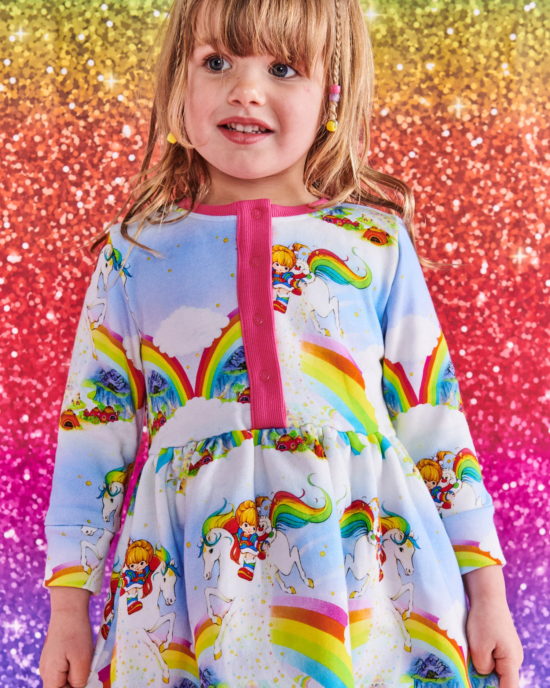 Kip&Co x Rainbow Brite Magic Sky Organic Cotton Winter Dress - Image 4