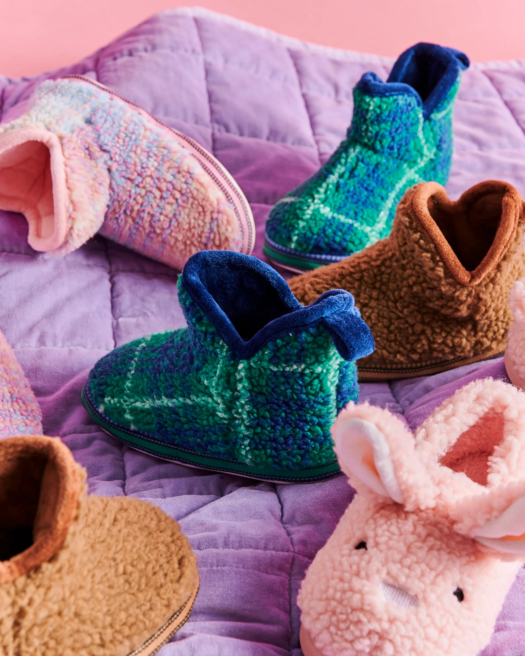 Pastel Dreams Tartan Sherpa Kids Ankle Boot - Image 7