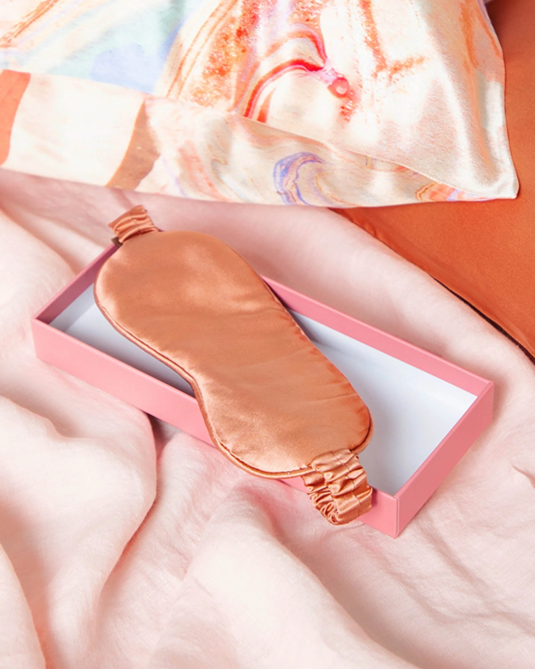 Pink Champagne Silk Eye Mask - Image 3