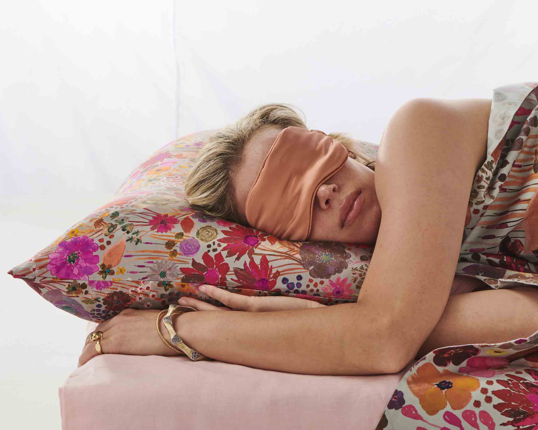 Pink Champagne Silk Eye Mask - Image 4