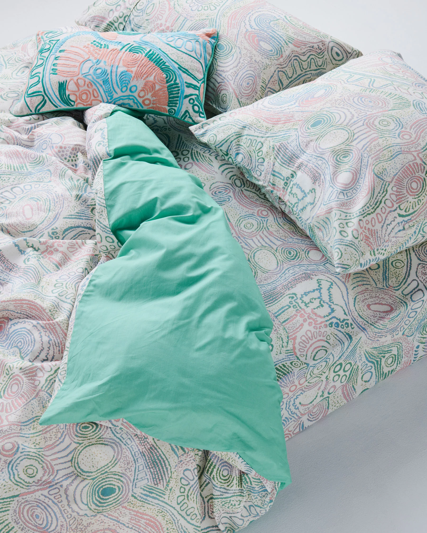 Tjala Tjukurpa Pastel Organic Cotton European Pillowcases - Image 4