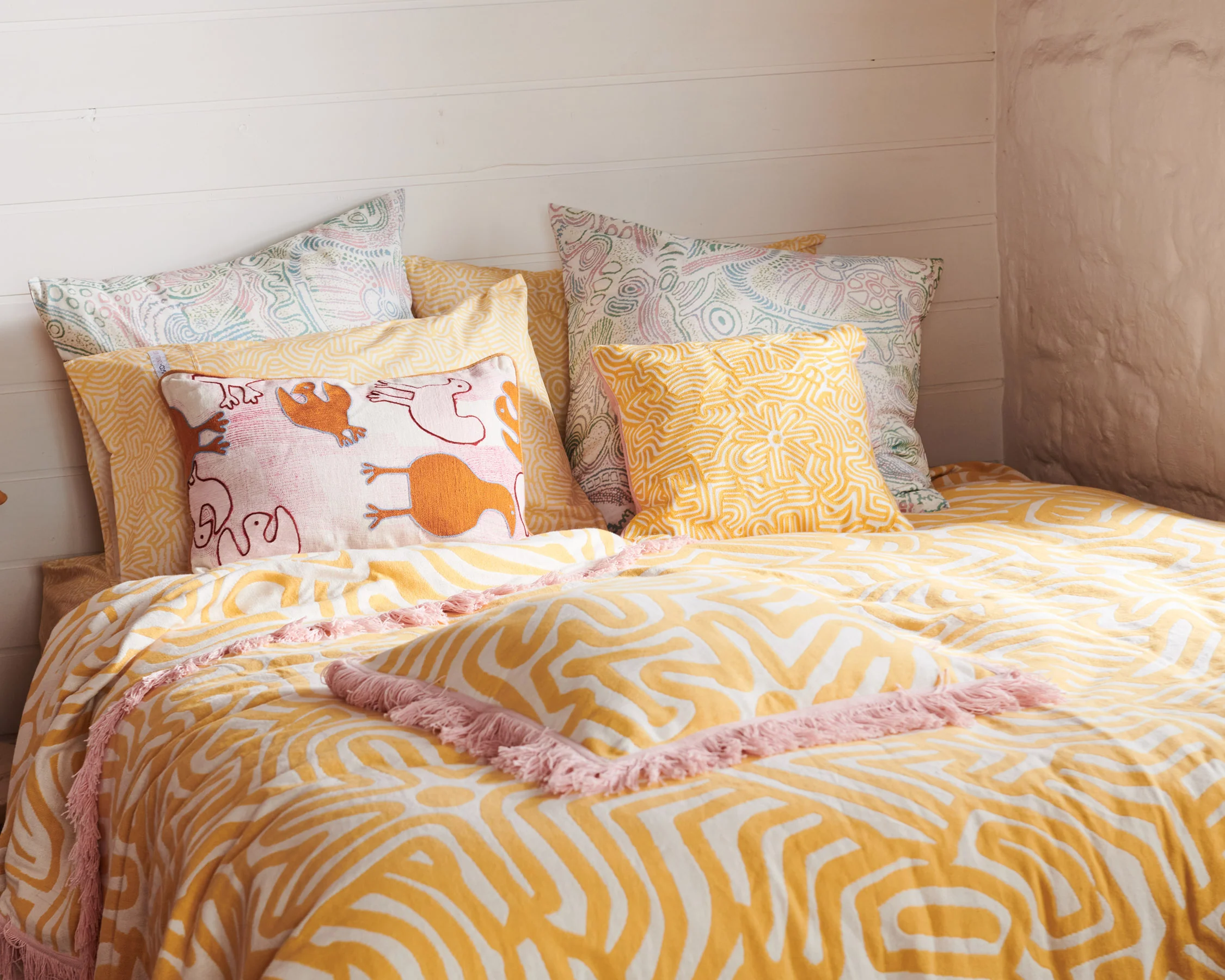 Tjala Tjukurpa Pastel Organic Cotton European Pillowcases - Image 6