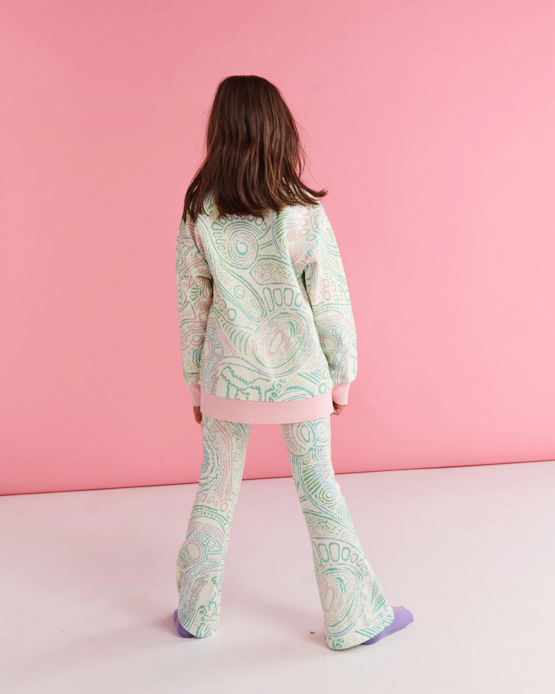 Tjala Tjukurpa Pastel Organic Cotton Flare Leggings - Image 8