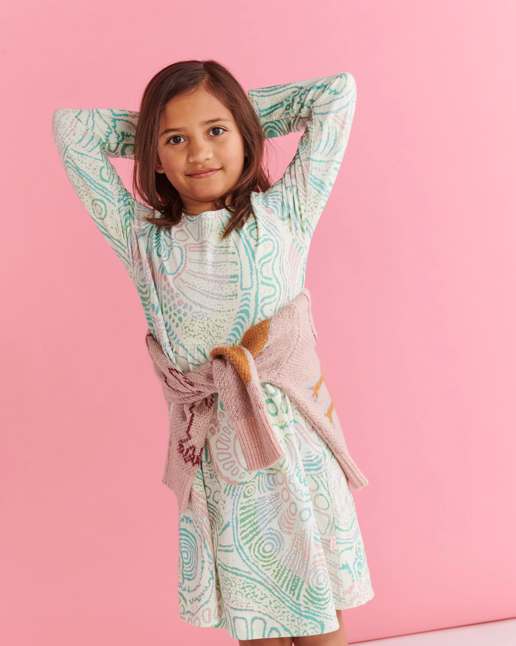 Tjala Tjukurpa Pastel Organic Cotton Long Sleeve Everyday Dress - Image 6